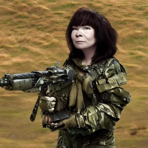 Prompt: bjork as an armed soldier, 8k, high definition, highly detailed photo-realistic