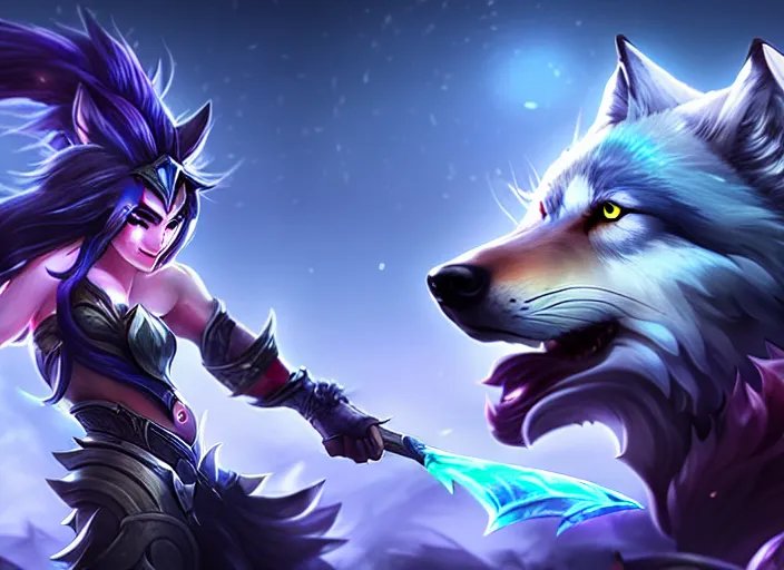 Prompt: wolf playing league of legends on mobile phone, realistic photograph, high quality, 4 k, full shot