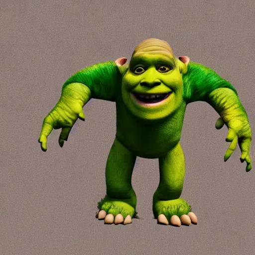 Image similar to stupid monster creature made from fabric, full color, smooth, 4 k, shrek style