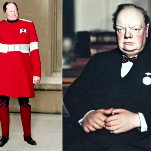 Image similar to starfleet uniform, portrait of winston churchill in starfleet uniform