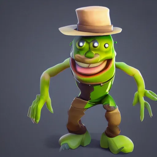 Image similar to anthropomorphic pickle man, fortnite character design