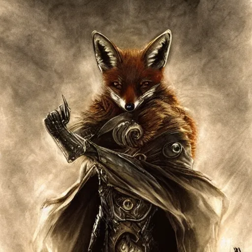 Image similar to a fox in elden ring, elden ring, dark souls, epic fantasy art