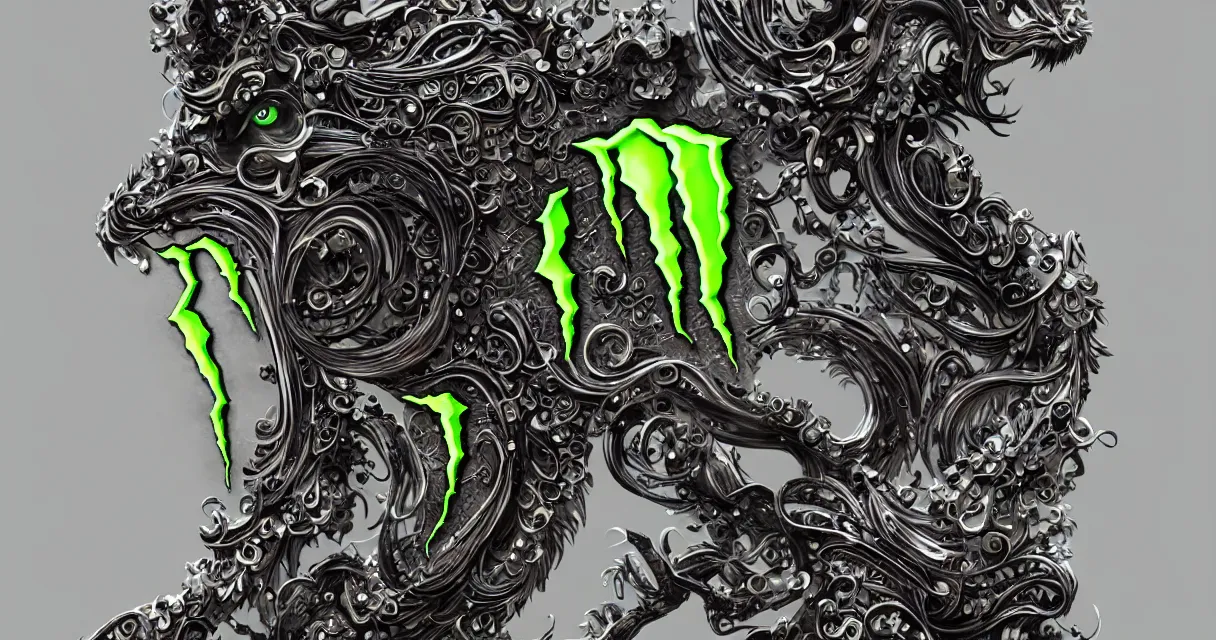 Image similar to monster energy drink, intricate and very very beautiful and elegant, highly detailed, digital painting, artstation, concept art, smooth and sharp focus, illustration