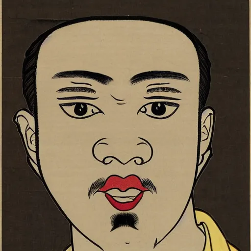 Prompt: portrait of sam hyde in the ukiyo - e art style