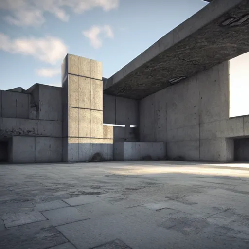 Prompt: brutalist architecture white with nature in back, cinematic lighting, 3 d, unreal engine