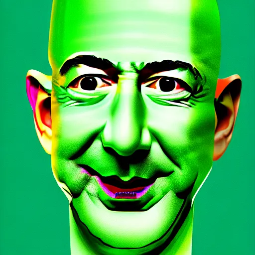 Prompt: jeff bezos morphed into a cucumber colored ink illustration art key art, photorealistic