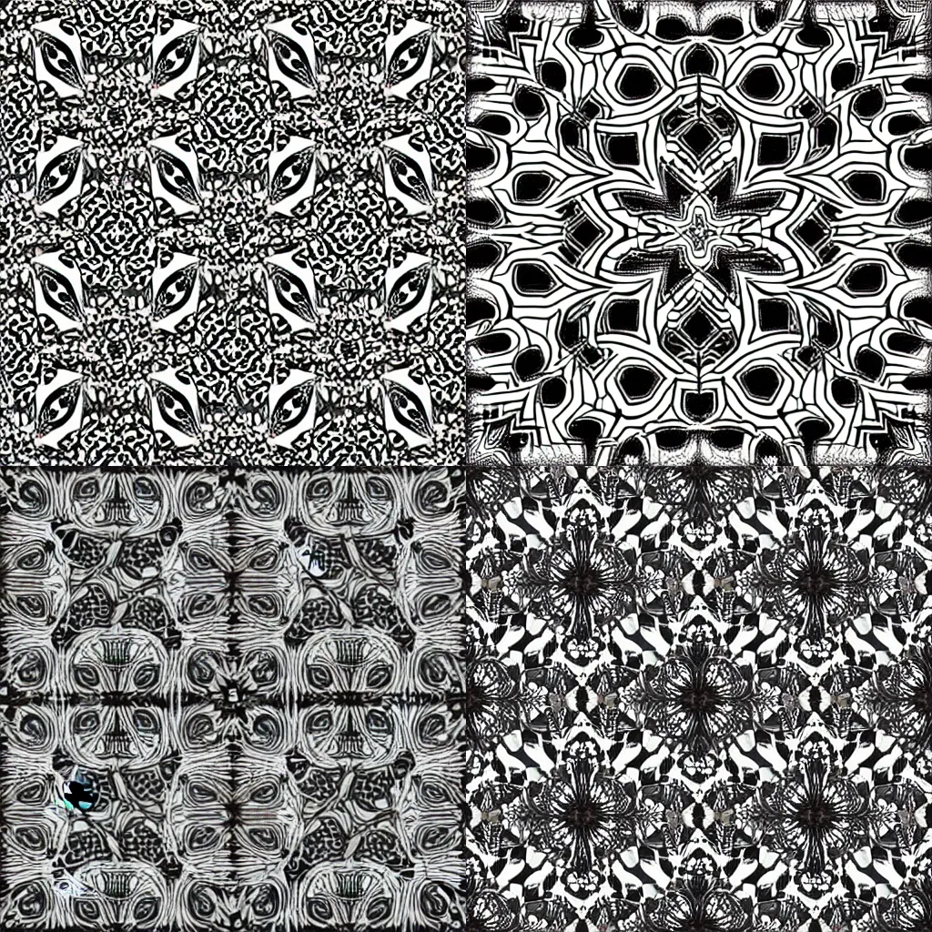 Prompt: fractal patterns in black and white. Digital Art