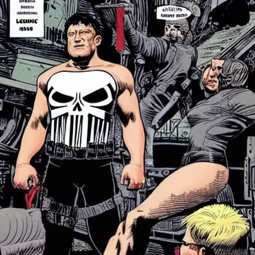 Prompt: boris johnson as the punisher, comic book, superb resolution