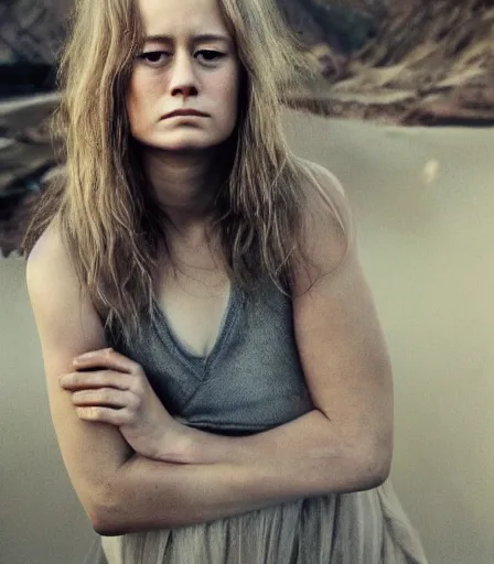 Prompt: a high quality, high detail, portrait photography of brie larson by annie leibovitz and kyle thompson