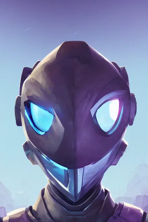 Image similar to epic mask helmet robot ninja portrait stylized as fornite style game design fanart by concept artist gervasio canda, behance hd by jesper ejsing, by rhads, makoto shinkai and lois van baarle, ilya kuvshinov, rossdraws global illumination radiating a glowing aura global illumination ray tracing hdr render in unreal engine 5