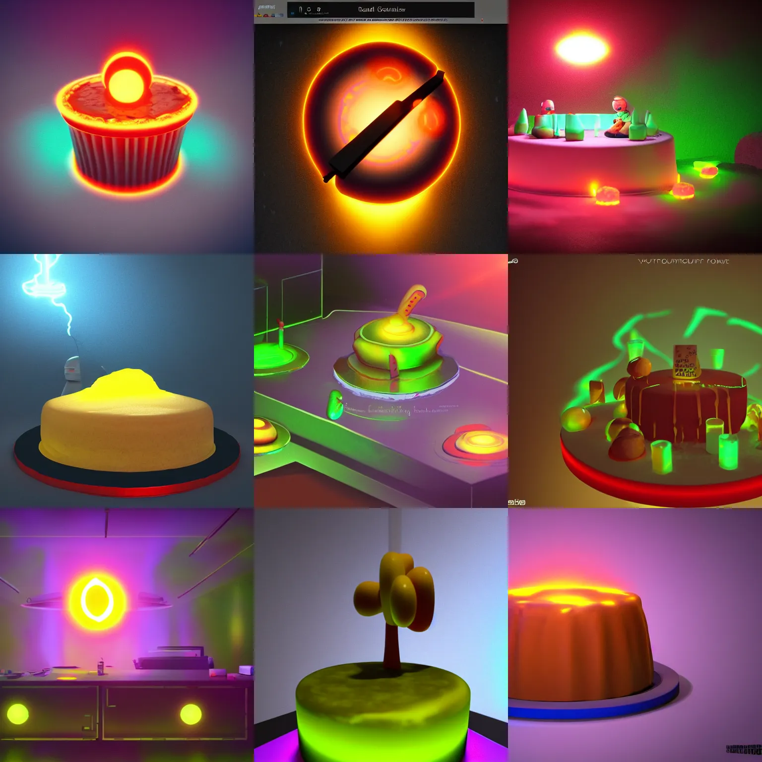 Prompt: plutonium flavored cake, glowing, radioactive, ambient light, god rays, artstation