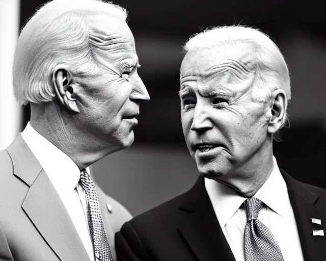 Image similar to president joe biden face to face with president joe biden, nikon 3 5 mm, photograph