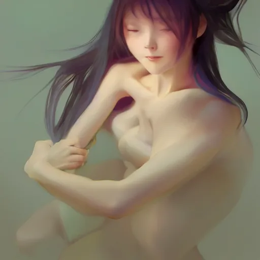 Image similar to beautiful huggy-wuggy from poppy-playtime the video game, Yuumei, Yanjun Cheng, Artgerm and Greg Rutkowski and Alphonse Mucha, studio ghibli, hiyao miyazaki, digital painting, portrait , cinematic lighting, highly detailed, concept art, Atmosphere, illustration, smooth, sharp focus, editor's pickup, trending on artstation, trending on deviantart