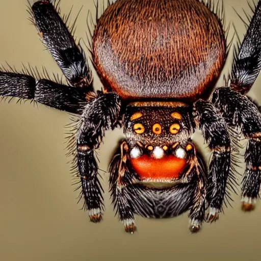 Prompt: the most frightening spider anyone has ever seen. ultra realistic, hyper realistic, macro photography