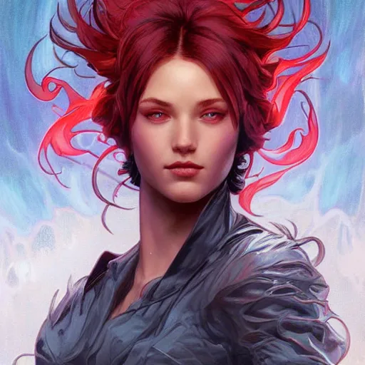 Prompt: character concept, portrait, symmetrical head - on centralized, bright fire pheonix in dark cave. detailed, high quality, dynamic lightning, fantasy, scenematic. artwork by artgerm, wlop, alex ross, greg rutknowski, alphonse mucha