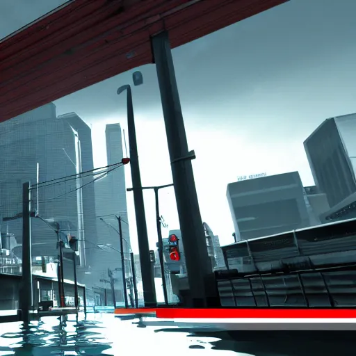 Image similar to mirrors edge flooded district level screenshot, 4k