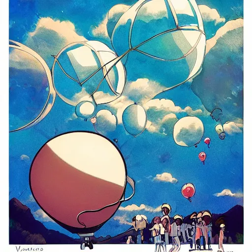 Image similar to dream a time machine with energy wave, light boom, ( ballon in the sky ) by vanessa morales, studio ghibli,