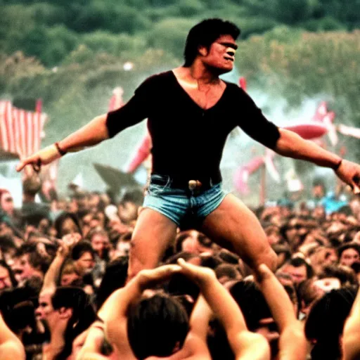 Image similar to hulk performing at woodstock