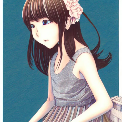 Prompt: young girl by ryoko yamagishi, detailed, manga, illustration