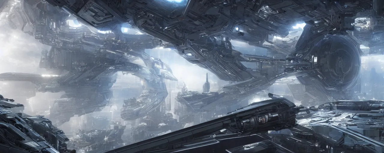 Image similar to Starport, hyperrealistic mixed media, stunning 3d render inspired art by P. Craig Russell and Barry Windsor-Smith + perfect facial symmetry + dim volumetric lighting, 8k octane beautifully detailed render, post-processing, extremely hyperdetailed, intricate futuristic mechanic parts, epic composition, grim yet sparkling atmosphere, cinematic lighting + masterpiece, trending on artstation