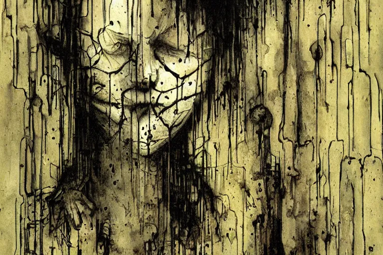 Image similar to horror painting of Missing 411 anomaly by ben templesmith