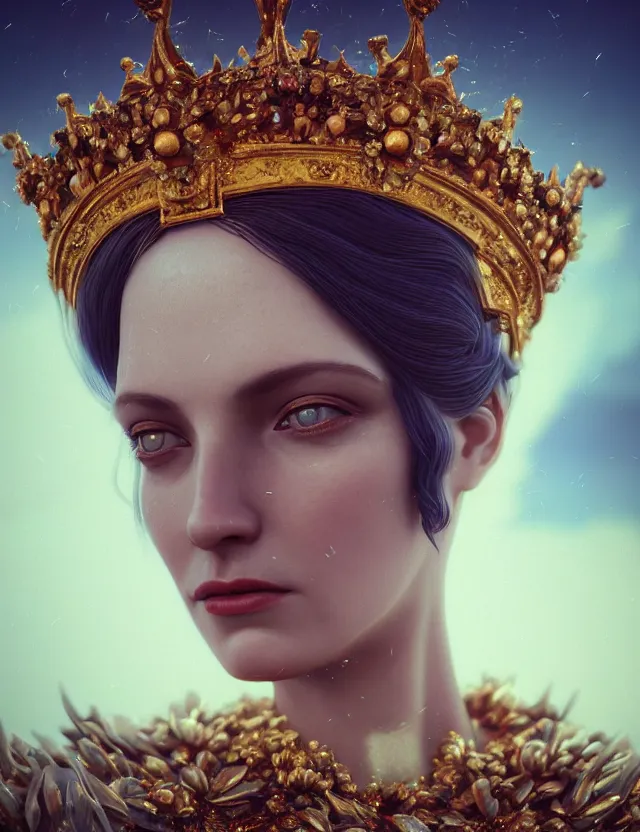 Image similar to blurred background. close-up portrait of a goddess in crown, by Anne Bachelier by Anka Zhuravleva, Anato Finnstark and Alena Aenami, Angus McKie, Anton Fadeev, octane render, unreal engine, cinematic counter light, high detail, octane render, 4k