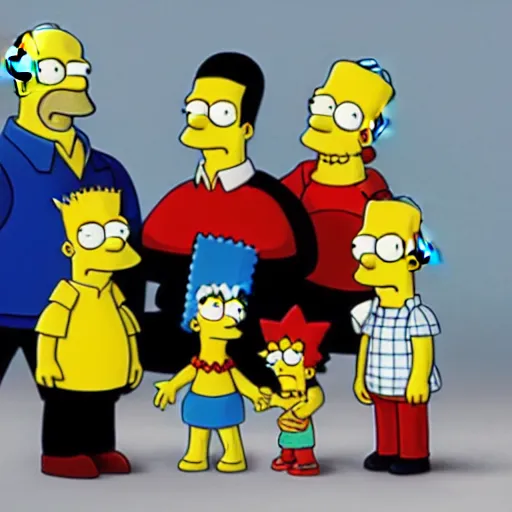 Prompt: the Simpsons family made out of crystal figures