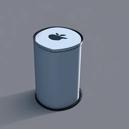 Prompt: Gorgeous trash can designed by Apple, isometric view, 4k