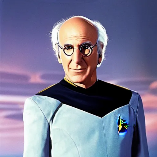 Image similar to “ still of star trek the next generation. larry david as captain on the bridge of the enteprise, 4 k ” w - 1 0 2 4