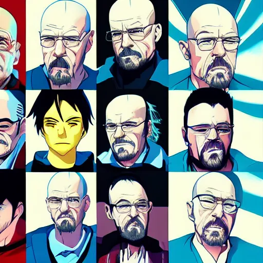 Image similar to walter white anime poster art, 4 k