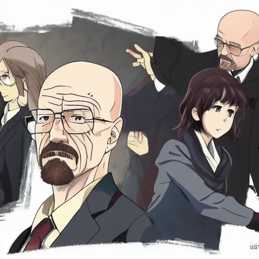 Prompt: Walter White in anime artstyle