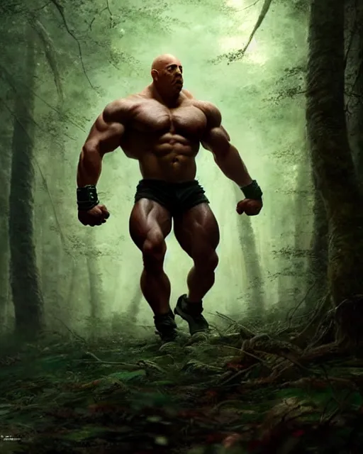 Prompt: gigachad luigi bodybuilder fighting like vin diesel in forest, fantasy character portrait, ultra realistic, anime key visual, full body concept art, intricate details, highly detailed by greg rutkowski, ilya kuvshinov, gaston bussiere, craig mullins, simon bisley
