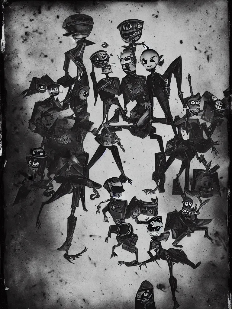 Image similar to Invader Zim civil war photograph, tintype photo, daguerreotype, ultra realistic, 8k, journalistic photography, black and white