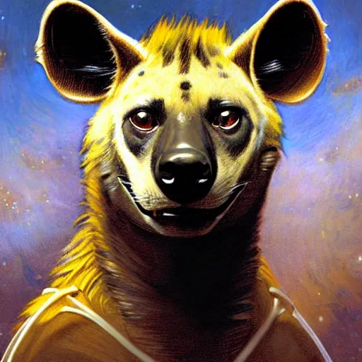 Image similar to a portrait of a hyena dogman canine star trek doctor. highly detailed painting by gaston bussiere, craig mullins, j. c. leyendecker, furry