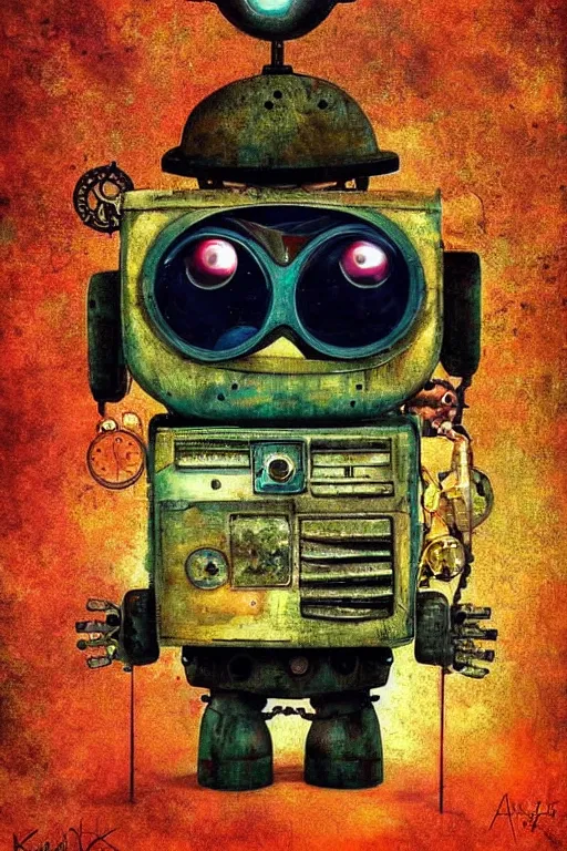 Prompt: robot pug, made of old televisions, fairytale, magic realism, steampunk, mysterious, vivid colors, by andy kehoe, amanda clarke