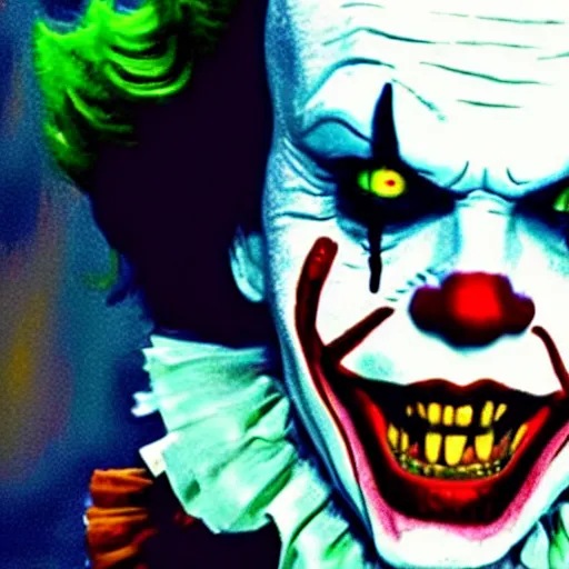 Prompt: Pennywise as The joker 4K quality super realistic