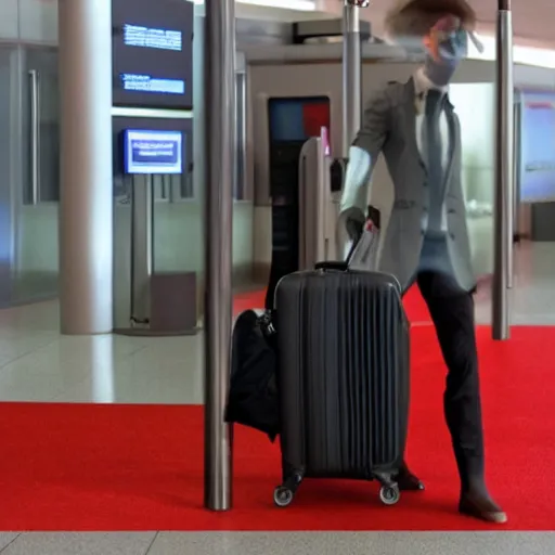 Prompt: airport x-ray of an among us character in a suitcase