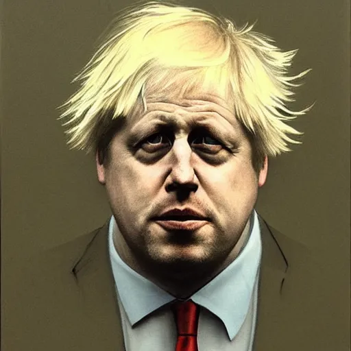 Image similar to boris johnson, boris johnson, boris johnson in the style of beksinski