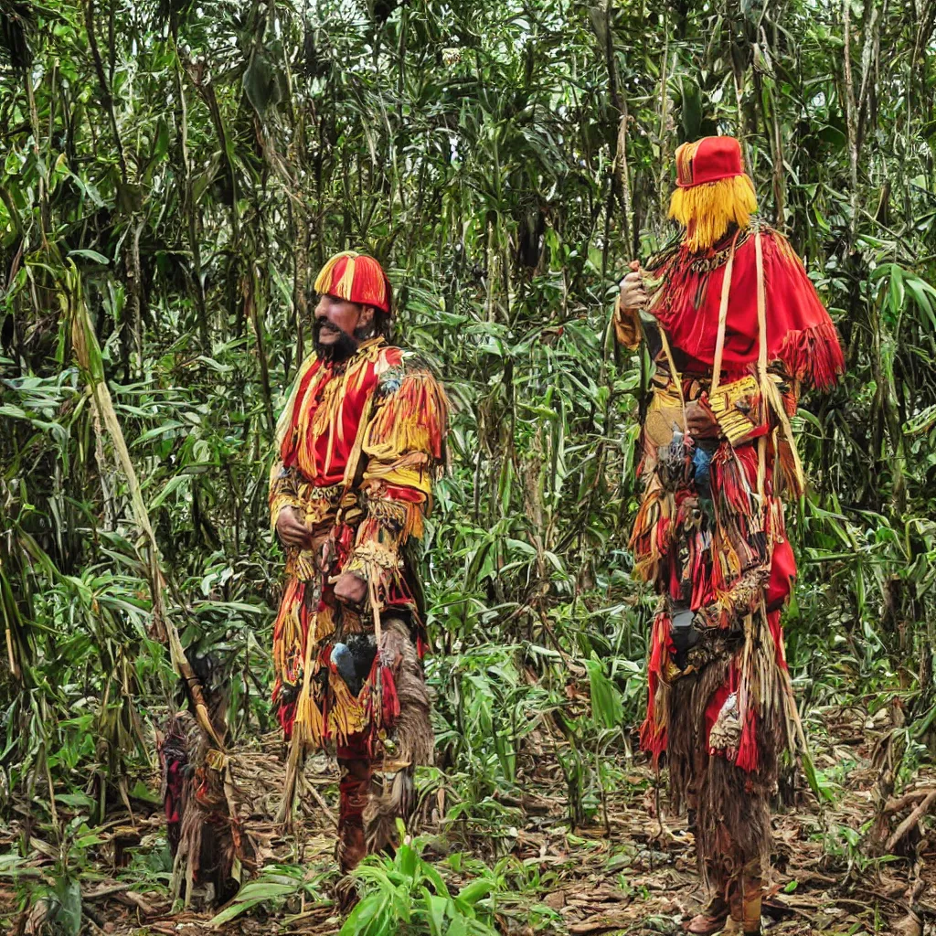 Prompt: conquistador in amazonia by martin parr