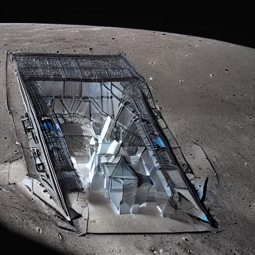 Prompt: sci-fi wall structure on the coronation of napoleon painting on moon, unreal engine 5, keyshot, octane, artstation trending, ultra high detail, ultra realistic, cinematic pinterest style, 8k, 16k, zaha hadid style architecture, matrix film color , high contrast pinterest plastic, dark atmosphere pinteres, on black background pinterest, volumetric lighting pinterest, tilt shift,