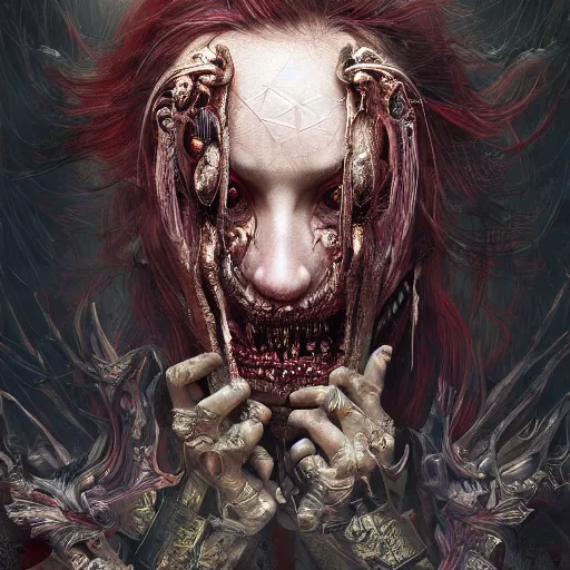 Image similar to indescribable horror, maximalist, high detail, 8k, ornate, dark fantasy, realistic, masterpiece, Trending on art station, complex, WLOP