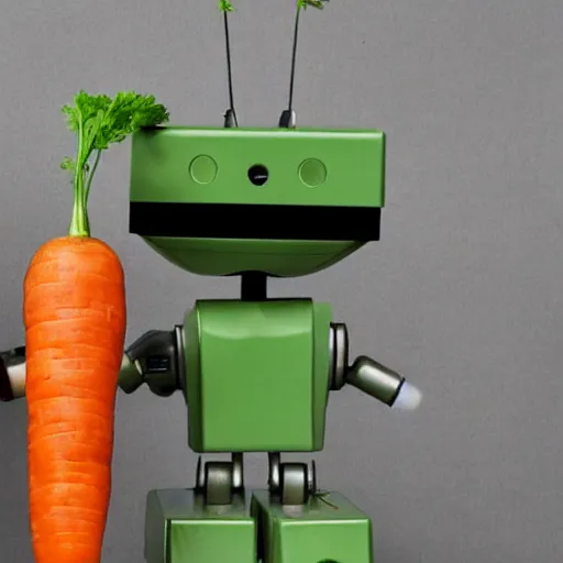 Prompt: robot eating a carrot