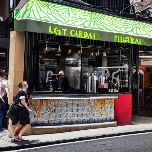 Image similar to legal cannabis is served in a busy australian cafe cbd street photography