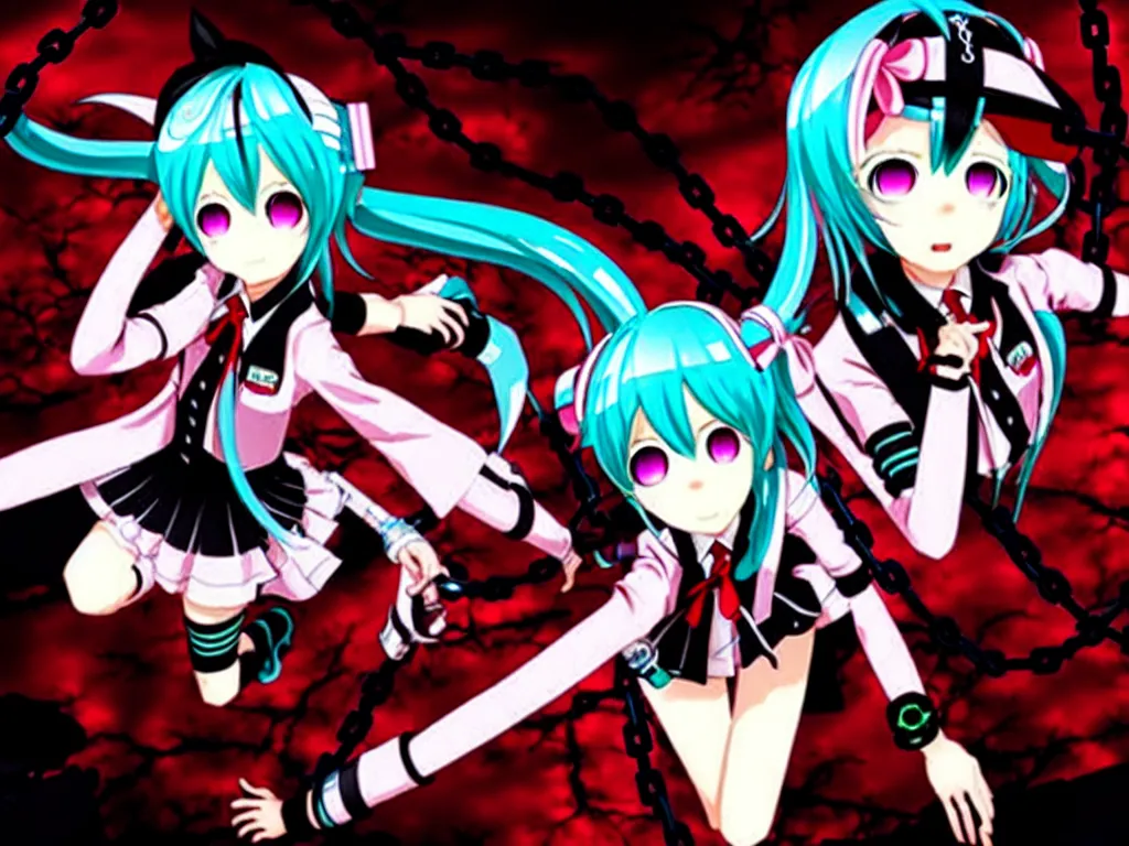 hatsune miku in a dark red dungeon surrounded by | Stable Diffusion ...