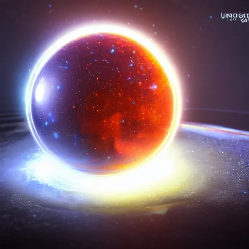 Prompt: glass sphere fire supernova inside on ice surface, 4k, HD, quality shape, rendered in unreal engine, artstation, volumetric lightning, ultra detailed, realistic reflections