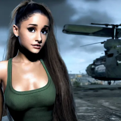 Image similar to Ariana Grande in Call of Duty, 4k