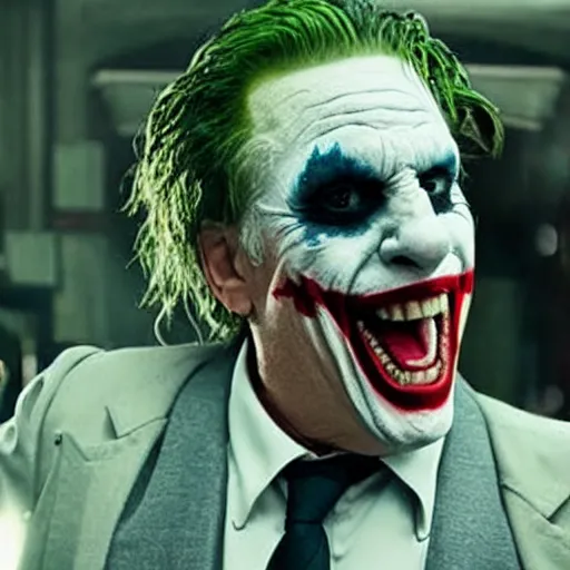 Prompt: film still of Gary Busey as joker in the new Joker movie