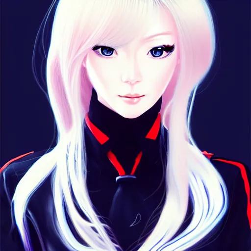 Image similar to Ann Takamaki, platinum blonde hair, anime, elegant, 2d, ultra highly detailed, digital painting, smooth, sharp focus, artstation, pixiv, art by Ina Wong, art by Ilya Kuvshinov