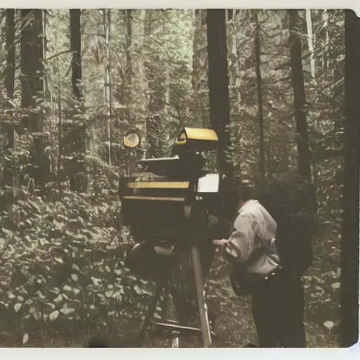 Prompt: gold rush in Oregon taken on a polaroid camera