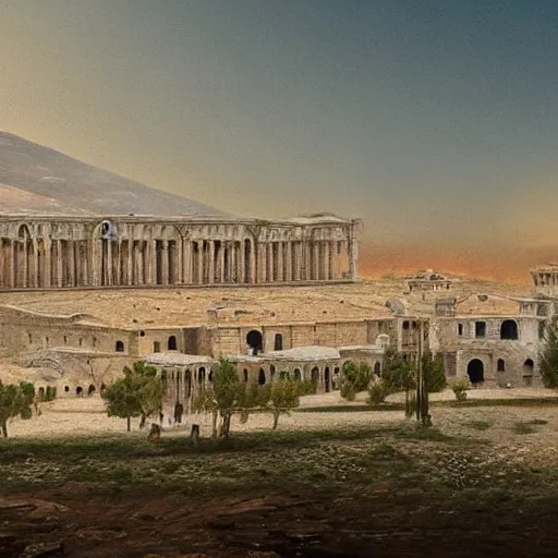 Prompt: A detailled matte painting of a byzantine palace on the Dardanelles